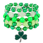 Emibele Colorful Stretch Bracelet Stack Boho Beaded Bracelet Set Heishi Surfer Bracelet Stackable Y2K Trendy Jewelry Friendship Multiple Set Women Fans - style: Green 5PCS