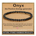 AD Beads Handmade Gemstone Stretch Elastic Bracelet Crystal Healing Reiki Nature's Beauty and Spiritual Essence Unisex - color: Black Onyx, size: 4mm