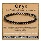 AD Beads Handmade Gemstone Stretch Elastic Bracelet Crystal Healing Reiki Nature's Beauty and Spiritual Essence Unisex - color: Black Onyx, size: 4mm