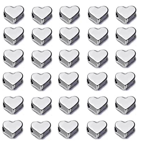 200 Pcs Heart Shape Spacer Beads Small Hole Spacer Beads Metal Loose Beads for Making Bracelet Necklace Earring Accessories DIY Handmade Craft (Silver) - color: 200 Pcs Silver