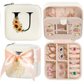 AYGXU Travel Jewelry Box for Women and Girls - Small Case With Initial A-Z - Teacher Gifts - color: white, size: U