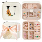 AYGXU Travel Jewelry Box for Women and Girls - Small Case With Initial A-Z - Teacher Gifts - color: white, size: U