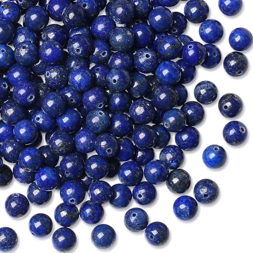 DUQGUHO Blue Beads for Jewelry Making 8mm Lapis Lazuli Beads for Bracelets DIY Natural Crystal Bead 47PCS - color: Blue#3