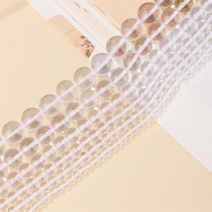4mm 200pcs Natural Stone Round Beads Clear Quartz Crystals Genuine Stone Beading Loose Gemstone DIY Charm Smooth Beads for Bracelets Necklaces Earrings Hole Size 1mm (Clear Quartz Crystals 4mm) - color: Clear Quartz Crystals, size: 4mm