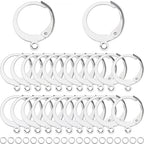SUNNYCLUE 1 Box 180Pcs Earring Findings Kit 80Pcs 304 Stainless Steel Leverback Earring Hooks 100Pcs Open Jump Rings Lever Back Round Huggie Hoops Leverbacks Earrings Clasps for Jewelry Making Kits - color: 80pcs Stainless Steel Leverbacks & 100pcs Open J