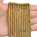 BONNY BOXX 150PCs Natural Gold Hematite Spacer Beads, Loose Semi Precious Flat Round Gemstone Heishi Disc Stone Beads for Beading Jewelry Making 4mm*2mm - color: Gold Hematite, size: 4MM*2MM