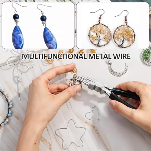 5 Rolls Jewelry Wire for Jewelry Making 18, 20, 22, 24, 26 Gauge Stainless Steel Silver Wire Kit Beading Bendable Craft Wires Tarnish Resistant Beading Wires for Making Crafts