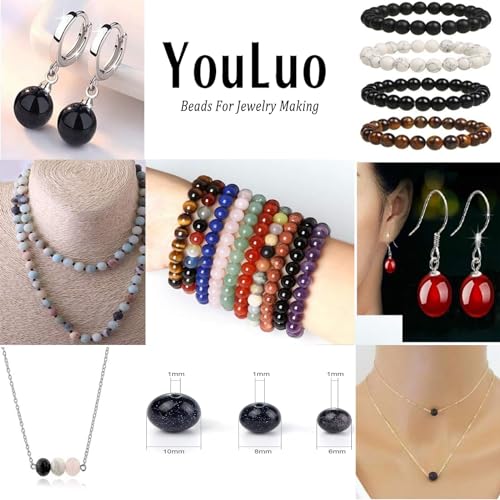 YouLuo Natural Stone Beads 100pcs 6mm Round Crystal Real Stone Beads Loose Gemstone Stone Beads 10 Colors Chakra Stones DIY Genuine Smooth Beads for Bracelet Necklace Jewelry Making (6mm Mixed)