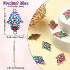 DanLingJewelry 50Pcs Random Color Religion Charms Hand of Hamsa with Evil Eye Charms for Bracelets Necklace Jewelry Making - color: 50pcs - Hamsa Hand - Random
