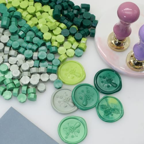250Pcs Green Mix Sealing Wax Beads for WaxSeal Stamp, Green WaxSeal Beads Set with 5 Colors Perfect for Gift Sealing, Letter Wax Sealing (250, Green Mix) - color: Green Mix