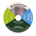 Mandala Crafts 49 Strand Beading Wire for Jewelry Making - 98 FT 24 Gauge Stainless Steel Braided Tiger Tail Wire for Bead Stringing - size: 49 Strands 24 Gauge 0.5MM 98FT