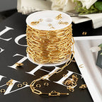 KYUNHOO 5M Gold Plated Stainless Steel Chain for Jewelry Making 4mm Wide Embossed Oval Paperclip Chain Bulk Soldered Jewelry Chain Spool with Lobster Clasps and Jump Rings for DIY Crafts - color: Embossed Paperclip Gold