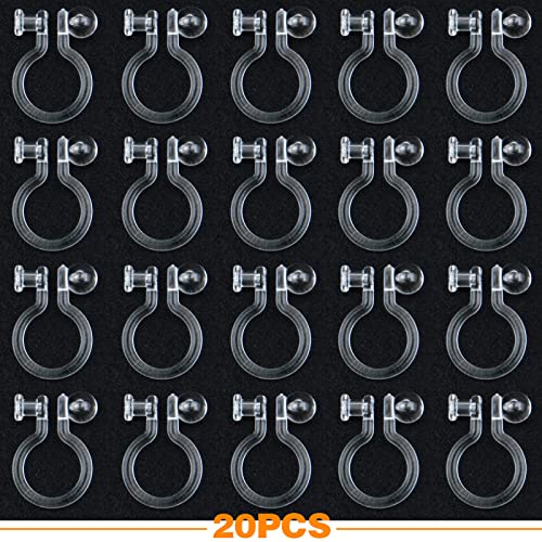 20 Pieces Clear Clip-on Earring Converters Component Resin Earring Findings Fit 0.75mm Pins for Non-Pierced Ears DIY Earring Making Supplies