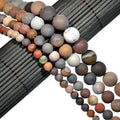 AD Beads Beautiful Natural Matte Gemstone Round Spacer Loose Beads 4-12mm (6mm, 34 Matte Imperial Jasper) - color: 34 Matte Imperial Jasper, size: 6mm
