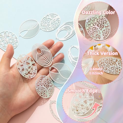 Dazzling Colorful Filigree Charms Hollow Out Multicolor Geometric Filigree Pendants for DIY Jewelry Making Earrings Necklaces Components - color: Ellipse