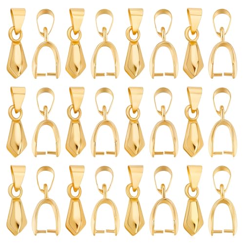 SUNNYCLUE 1 Box Pinch Clip Bail Clasp Dangle Bead Pendant Connector Findings for Jewelry Making Buckles Charm Connection Pinch Bails Necklace Bracelet Supplies Golden Color 20mm - color: 1 Box 120pcs Same Size Golden Color