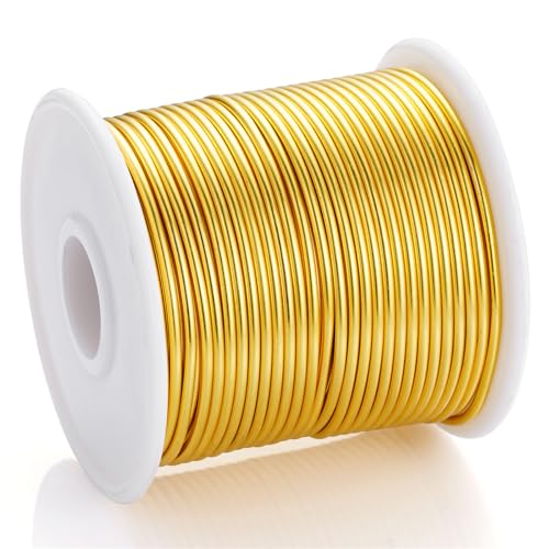12 Gauge Gold Aluminum Craft Wire (105FT) - Anodized for Jewelry Making, Beading Floral, Plant Gardening, Sculpting & Modeling Craft Wire (Gold #14, 2mm) - color: Gold #14
