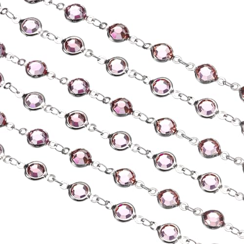 uxcell 2 Yards Purple Rhinestone Chain Bulk with Silver Plated Brass Chain for Jewelry Making Craft DIY Bracelet, Necklace, Glass, Shoes, Clothes Decoration (1 Yard for Each Piece) - color: Purple Silver
