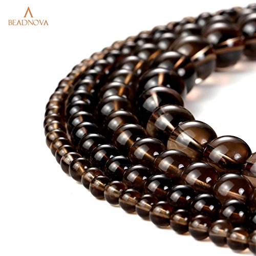 BEADNOVA 4mm Smoky Quartz Gemstone Round Loose Beads for Jewelry Making (90-92pcs) - color: 18) Smokey Quartz Beads, size: 4mm