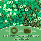 1100Pcs Pony Beads,Beads for Jewelry Making,Friendship Bracelet Bead,Craft Bead for Friendship Necklace Bracelets Making Hair - color: greens beads