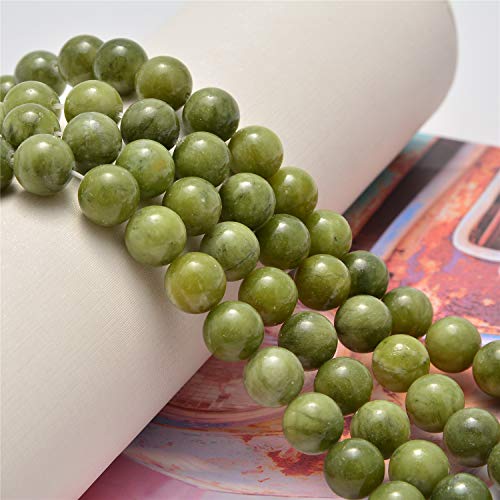 NCB 100pcs Gemstone Round Loose Beads Wholesale 6mm Natural Stone Beads with Elastic String for Bracelets Jewelry Making (Canadian Jade, 6mm 100Beads) - color: Canadian Jade, size: 6mm 100Beads