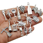 50pcs Craft Supplies Antique Silver Tasting Wine Grape Cocktail Glass Wine Opener Charms for Jewelry Making Findings Crafting Accessory for DIY Necklace Bracelet (M307) - color: M307