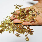 CHuangQi 100pcs Bulk Lots Jewelry Making Charms, Mixed Smooth Metal Charms, Pendants Bracelet Necklace Jewelry Making and DIY Craft Accessories - color: Gold_100