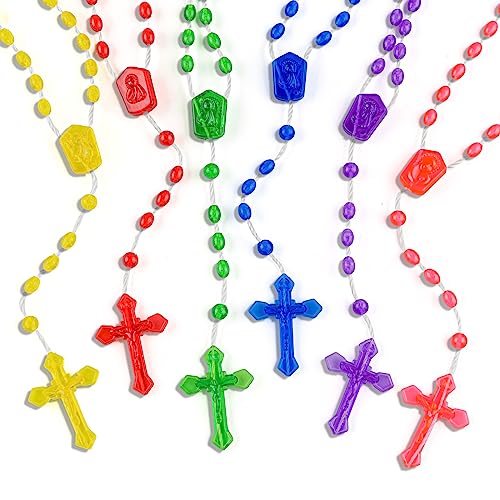 SHAOQINLIN 36 Pcs Plastic Rosary, 17 Inch Bulk Rosaries Prayer Plastic Rosary Beads Assorted Catholic Cross Rosaries Easter Gift Mother's Day Religious Cross 6 Colors - size: 36 PCS