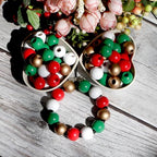240Pcs Christmas Wood Beads 16mm for Craft Large Hole:6mm (Mix) - color: Christmas Wood Beads