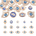 Cheriswelry Rhinestone Enamel Connectors Charm Links Evil Eye Alloy Metal Pendants Antique Silver Flat Round Hamsa Hand Owl Feather Heart Charm Pendant for Bracelet Necklace Jewelry Making - color: Gold-Mixed Shape