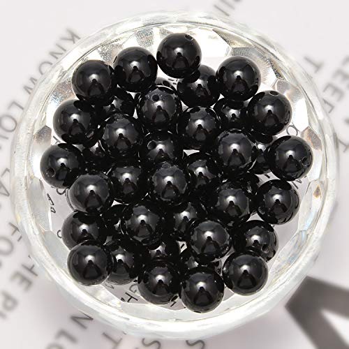 NCB 100pcs Original Natural Stone Beads Gemstone Round Loose Beads 6mm 8mm 10mm (Black Onyx Agate, 6mm 100Beads) - color: Black Onyx Agate, size: 6mm 100Beads