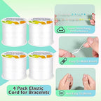 PAXCOO 4 Rolls Elastic String for Bracelets, Stretch Magic Elastic String Bead Cord Jewelry Thread for Bracelet, Necklaces, Clay Beads, Pony Beads (White) - size: 4 Pack