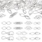 Pandahall 42Pcs Infinity Symbol Connectors Charms Alloy Heart Infinity Link Charms 7 Styles Tibetan Style Pendants for DIY Bracelet Necklace Jewelry Making Supplies