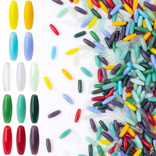 Pndeyo 180pcs Colorful Oval Glass Bead, 4X11mm Large Hole Glass Beads Spacers for Jewelry Making, Vintage Spacer Accessories for Macrame Necklace Bracelet DIY Craft Handmade Decor- Multi Colors - color: Multi Colors-180pcs-4X11mm-Glass