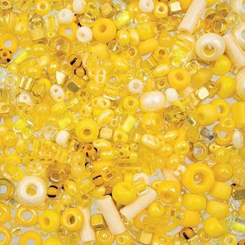 50g John Bead Bead Bar Assorted Yellow Mix Czech Glass Seed Beads for DIY Crafts Jewelry Friendship Bracelet Necklace Earrings Phonecharm Making - color: Yellow Assorted Mix