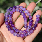 Natural Stone Beads 8mm Polished Round Smooth Gemstone Beads for Jewelry Making Supplies 15 Inch(45 Beads) (Purple Dragon Pattern) - color: Purple Dragon Pattern-45pcs