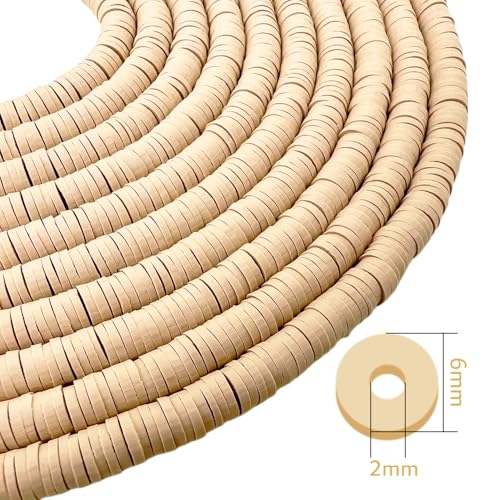 10 Strands Clay Bead, Heishi Beads for Bracelet Stack, Earth Tone Clay Beads for Adults, Flat Beads Kit for Friendship Bracelets, Neutral Beads Bracelet Making Kit(Warm Taupe) - color: Warm Taupe
