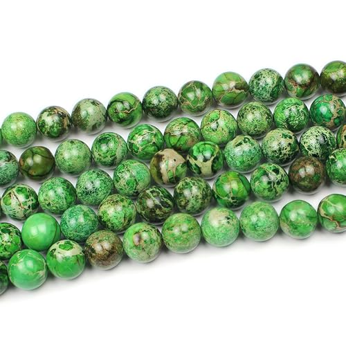 MJDCB 6mm Grass Green Imperial Jasper Gemstone Beads Round Loose Stone Bead for Jewelry Making Bracelets Necklaces - color: Grass Green Imperial Jasper, size: 6mm