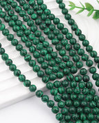 Natural Stone Beads 8mm Polished Round Smooth Gemstone Beads for Jewelry Making Supplies 15 Inch(45 Beads) (Green Peacock) - color: Green Peacock-45pcs