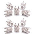 AD Beads Zircon Pave Rhinestones Crown Big Hole Bracelet Connector Spacer Beads (10 Pcs Clear on Silver Crown (9x12mm)) - color: 10 Pcs Clear on Silver Crown (9x12mm)