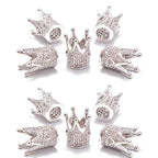AD Beads Zircon Pave Rhinestones Crown Big Hole Bracelet Connector Spacer Beads (10 Pcs Clear on Silver Crown (9x12mm)) - color: 10 Pcs Clear on Silver Crown (9x12mm)