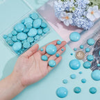 PH PandaHall 7 Sizes Synthetic Turquoise Cabochons, 84pcs Flat Round Gemstone Tiles Blue Turquoise Cabochons Beads for Bracelet Necklace Earring Cameo Carfts Jewelry Making, 6/8/10/12/18/20/30mm - size: 6/8/10/12/18/20/30mm