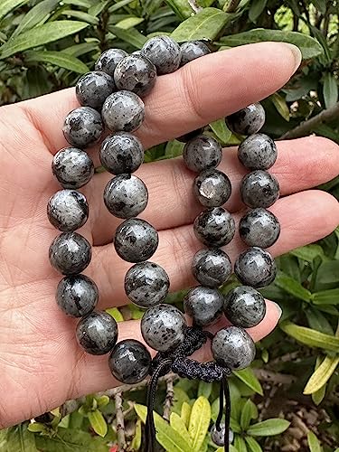 GAF TREASURES Grade A ++ Gemstone Round Bead Adjustable Bracelet 10mm, Genuine Crystal Bead Bracelet, Gift for Men & Women - color: Black Labradorite