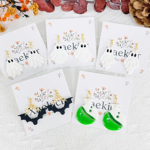 Xaekicr 5 Pcs Halloween Polymer Clay Cutters Set – Ghost, Bat, Potion Bottle Clay Earring Cutters for DIY Jewelry Making – Clay Tools for Polymer Clay Molds - color: 2D color