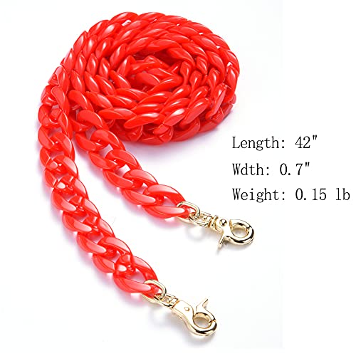 Aumey Clear White Black Brown Acrylic Chain Clutch Purse Strap Handles Bag Handbag Purse Replacement Chains 40 Inches - color: Red