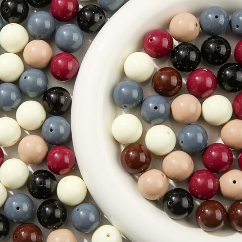 20mm Retro Color Acrylic Beads 180pcs Chunk Bubblegum Bead Pen Ball Beads for Pen Bag Jewelry Making Necklace Bracelets(Black&Brown) - color: black&brown
