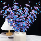 50Pcs Cherry Blossom Acrylic Flower Beads, Mini Floral Spacer Beads for Jewelry Making 5-Petal Gradient Flower Bead Gold-Plated Flowers Bead Charms for Bracelets (Blue-Violet Gradient) - color: Blue-Violet Gradient