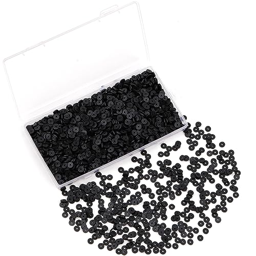 2000Pcs White Clay Beads Polymer Clay Spacer Beads Flat Beads 6mm Round Heishi Vinyl Beads for DIY Craft Gift Adults Bracelets Necklace Jewelry Making Earring Accessories (Black) - color: Black