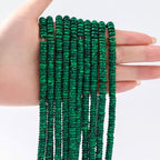 Natural Malachite Stone Disk Spacer Beads 6x2mm 38cm/str Flat Rondelle Loose Semi Gemstone Caps for Making Bracelets Necklace - color: Malachite