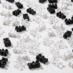 200pcs Bear Beads Black White Gummy Bear Acrylic Bear Beads Colorful Cute Bear Beadsy Bear for Necklace Bracelet Key Chains Jewelry DIY Craft Making(Blackwhite) - color: blackwhite